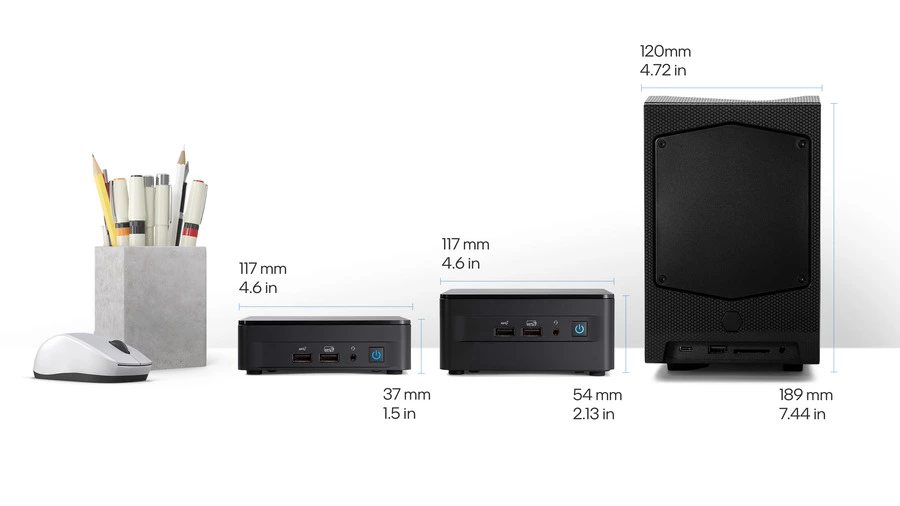 Mini PC Asus NUC 7 Mini PC Intel NUC size comparison